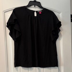 Vince Camuto Black Ruffle Sleeve Blouse